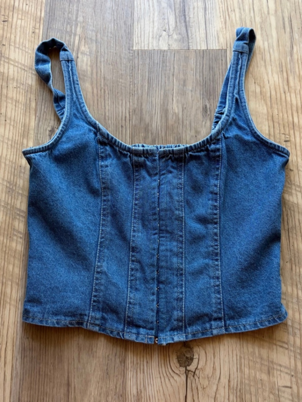 Lone Star Medium Wash Blue Denim Cropped Corset Top